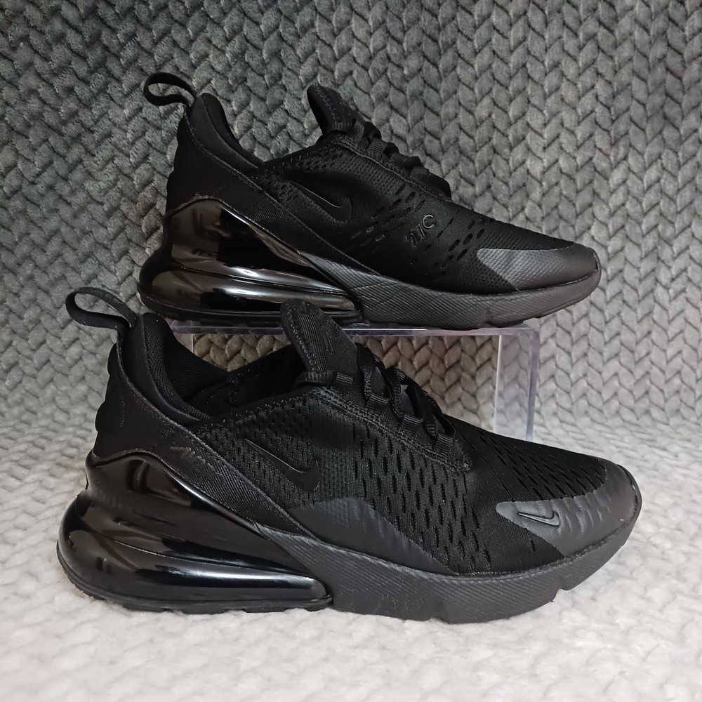 Nike Air Max 270 Triple Black GS Walking Running Shoes Size 6.5Y Women's 8